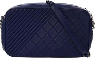 Chanel Borsa a tracolla Coco Boy grande in pelle di agnello trapuntata 2014-2015 - Blu
