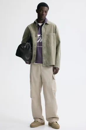 H&M Relaxed Fit Cotton Cargo Trousers in Light Beige at Nordstrom, Size Xx-Large
