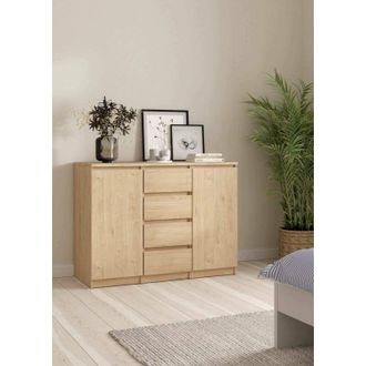 Dmora Dmora - Aparador Angelika, Buf&eacute; De Sal&oacute;n, Aparador De Sal&oacute;n, Despensa De Cocina, 121x50 H91 Cm, Roble