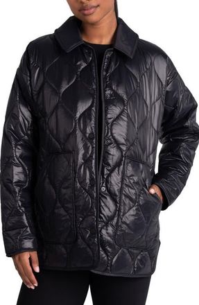 Lole The Quilted Water Repellent Nylon Shacket in Black Beauty at Nordstrom, Size X-Large