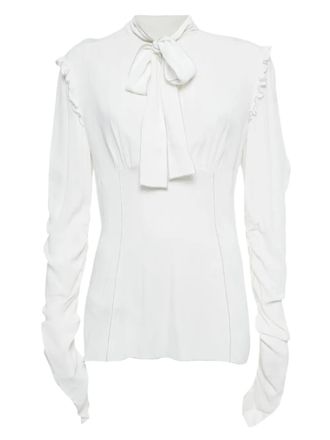 Dolce & Gabbana Top met striksluiting en ruches - Wit