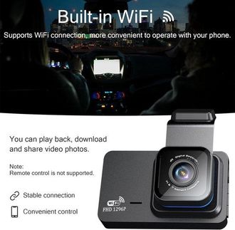 OEM C&aacute;mara De Salpicadero Para Coche 1296p, C&aacute;mara De Salpicadero Frontal Full Hd, Con Tarjeta Sd De 32g, Pantalla Ips 3,0 Pulgadas, C&aacute;mara Dual Wi