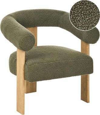 Beliani Sill&oacute;n Boucl&eacute; Verde Marr&oacute;n claro