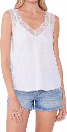 Lovestitch Scallop Lace Trim V-Neck Tank Top In White