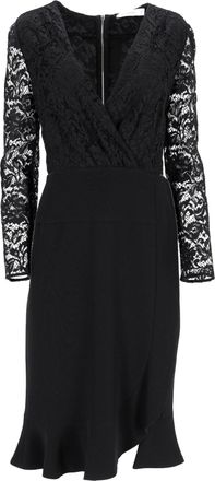 Altuzarra Lace Detail Knee-Length Ruffled Dress in Black Triacetate