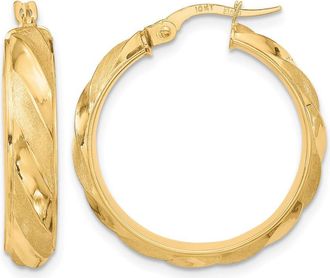 Diamond2Deal 10K Yellow Gold Round Twisted Hoop Earrings