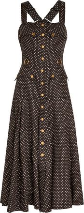 Zimmermann Luna Polka-dot Linen Midi Dress - Black - 2 (UK 12 / M)