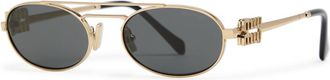 Miu Miu Eyewear Oval-frame Metal Sunglasses - Black - One Size