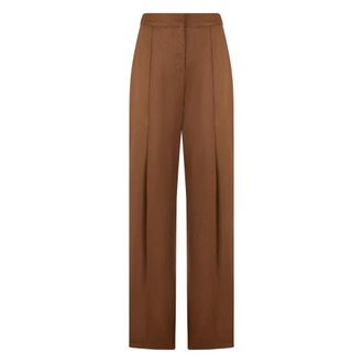 Elisabetta Franchi Tapered Trousers, female, Brown, Size: XS Pleated Trousers