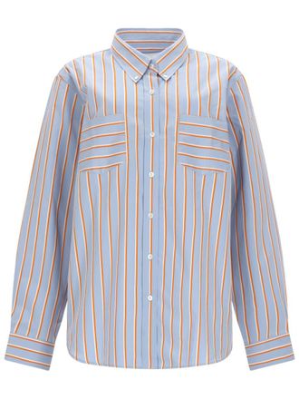 Dries Van Noten Loose Fit Vertical Contrasting Stripes Shirt