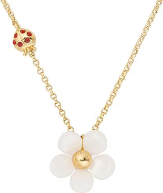 Kate Spade New York summer daze pav&eacute; crystal bug & flower pendant necklace in White. at Nordstrom