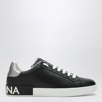 Dolce & Gabbana Portofino classic leather sneakers in black and silver