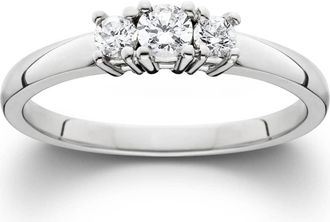 Pompeii3 1/2 Ct Three Stone Lab Grown Diamond Engagement Ring 10k White Gold