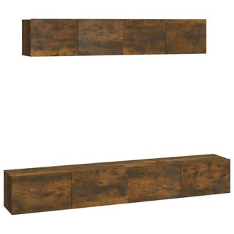 Berkfield Home 4 Piece TV Cabinet Set Smoked Oak Engineered Wood in Brown