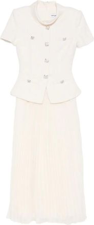 Self Portrait Midi-jurk met vlakken - Beige