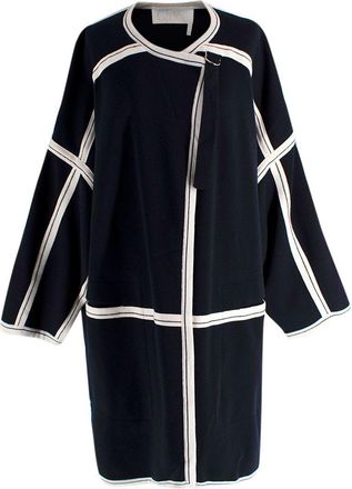 Chlo&eacute; Navy Oversized Two-tone Wool Cape Size XS
