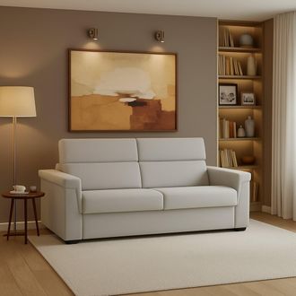 Dmora Sof&aacute; Fijo 2 Plazas Flaibano, Desenfundable, Hidr&oacute;fugo Hecho En Italia, Lavable, 205x95x100h Cm Gris Claro