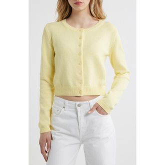Reformation Clara Cotton Crewneck Cardigan in Pineapple at Nordstrom, Size X-Large