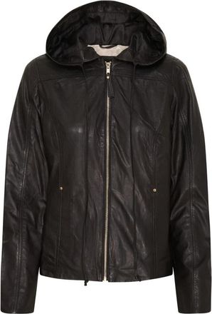 BTF-CPH Zachte Biker Jacket met Capuchon - Dames - Leren en Su&egrave;de Jassen - Zwart - XL - Leer - Jassen