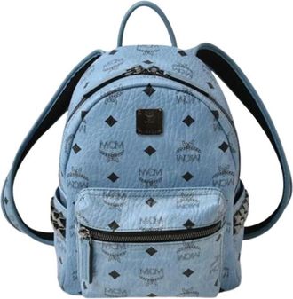 MCM Pre-owned Backpacks, female, Blue, Size: ONE SIZE Pre-owned Leather Backpack