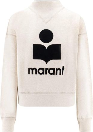 Isabel Marant Geribbelde Trui met Ge flockte Logo Print - Dames - Sweatshirts - Beige - L - Katoen - Hoodies & sweatvesten