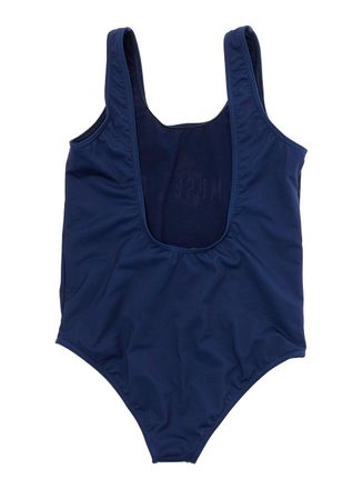 Moschino Girls One-Piece Swimsuit Logo, Blue Polyamide Swimsuits Sea Clothing