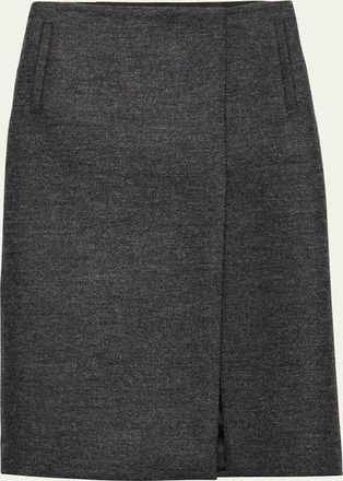 Prada Two-Tone Wool Slit Skirt