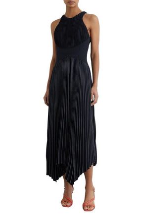 Reiss Rachel Pleated Sleeveless Midi Dress in Navy at Nordstrom, Size 10 Us