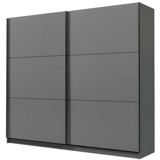 Dmora Guardaroba Grande Piateda, Armadio Camera da Letto 8 Ripiani, Appendiabiti, 2 Ante, 217x210h cm Nero Antracite