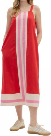 Entro Porch Swing Color-Block Dress In Red