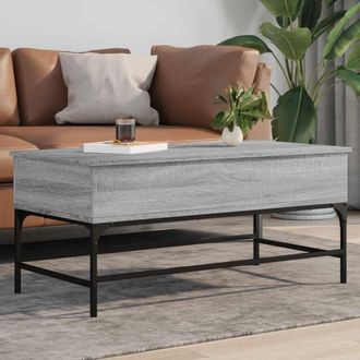 vidaXL Vidaxl - Mesa De Centro Madera Ingenier&iacute;a Metal Gris Sonoma 100x50x45 Cm