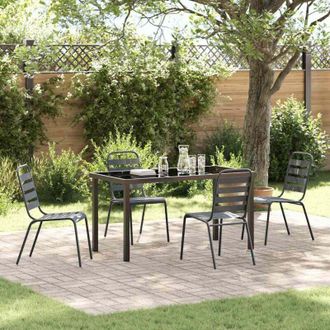 vidaXL Conjunto De Comedor De Jard&iacute;n 5 Pcs Gris Oscuro Acero Vidaxl