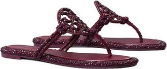 Tory Burch Miller Knotted Crystal Flip Flop in Dark Carmine /Burgundy at Nordstrom, Size 10.5