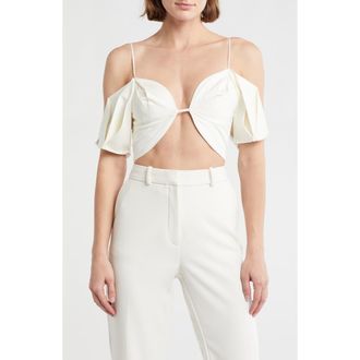 Cult Gaia Ambra Cold Shoulder Crop Top in Off White at Nordstrom Rack, Size 10