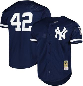 Mitchell & Ness Mens Mitchell & Ness Mariano Rivera Navy New York Yankees Cooperstown Collection Mesh Batting Practice Button-Up Jersey at Nordstrom, Size Xx-Large
