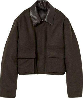 Auralee Giacca con colletto in pelle - Verde