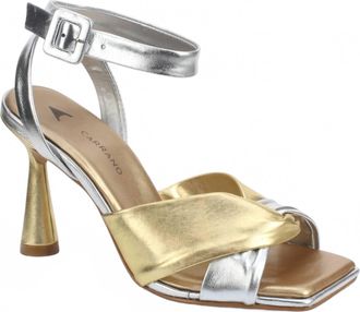 Carrano Womens Leather Dress Heel In Silver Gold