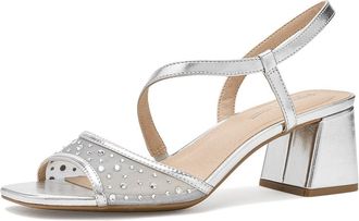 Life Stride Cheyenne Slingback Sandals Womens Dress Sandals Silver : 6.5 M (B), Faux Leather/Textile