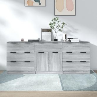 Berkfield Home 3 Piece Sideboards Grey Sonoma Engineered Wood