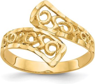 Diamond2Deal 14k Yellow Gold By-pass Lace Diamond-cut Ring