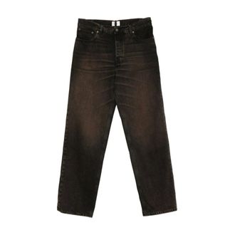 Haikure Straight Jeans, male, Brown, Size: W31 Brown Coffee Jeans with Front Button