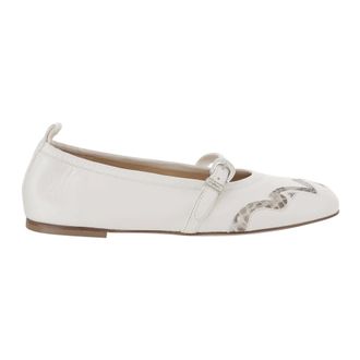 Sartore Ballerinas, female, White, Size: 8 1/2 US Leather and Python Balerinas