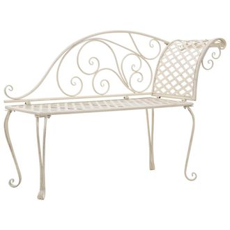 vidaXL Vidaxl - Banco Tumbona De Jard&iacute;n De Acero Blanco Envejecido 128 Cm