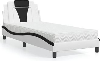 vidaXL Cama Viana Con Colch&oacute;n Cuero Sint&eacute;tico Blanco Y Negro 90x190 Cm Vidaxl