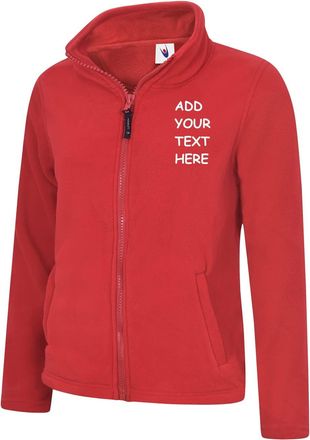 Generic Personalised Left Chest Text Any Text UC608 Ladies Classic Full Zip Fleece Jacket (2XL, Red)