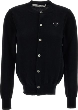 Comme Des Gar&ccedil;ons Black Black Emblem Wool Roundneck Cardigan