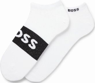 HUGO BOSS Mens 2 Pack of Logo Ankle Socks - White - Size: 6/6.5/7/8/7.5/8.5/9/9.5/10/10.5/11
