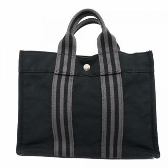Herm&egrave;s Black Canvas Tote Bag (Pre-Owned)