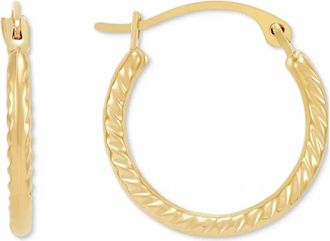 Macys Womens Polished Ribbed Textured Extra Small Hoop Earrings In Gold