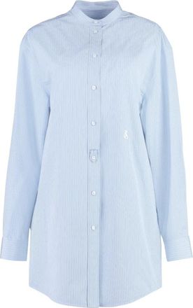 Jil Sander Cotton Poplin Shirt - Dames - Overhemden - Blauw - S - Katoen - Overhemden